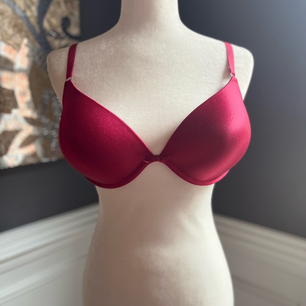 Simply Vera Wang Women's Size 38 D Bra Lace Underwire Padded Red And Black